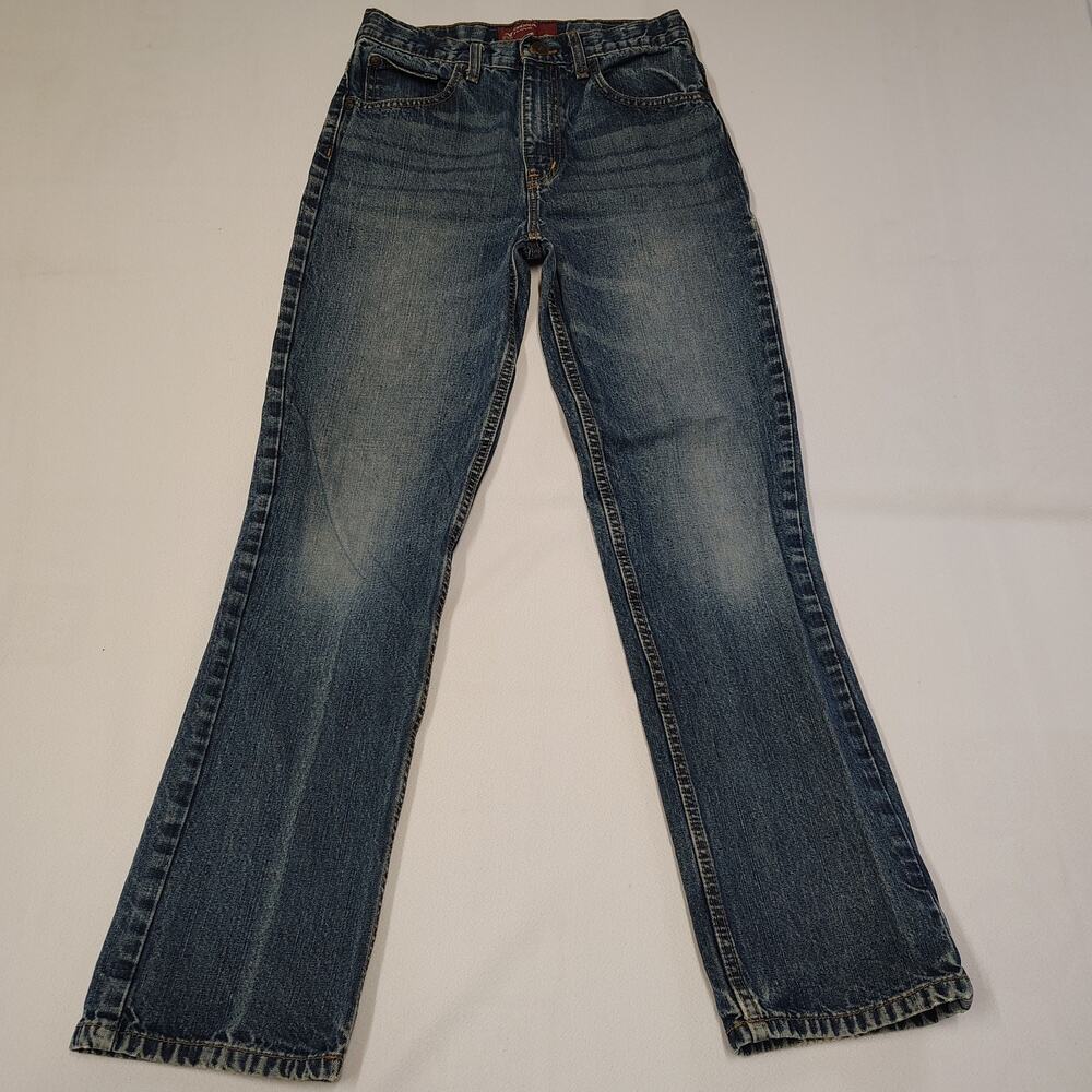 Arizona Jeans Co Womens 18 Slim Straight Blue Jeans High Rise Faded Denim